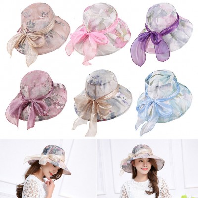 s Lady Floral Hat Wide Brim Beach Hats Outdoor AntiUV Sun Protections Caps  eb-46386554